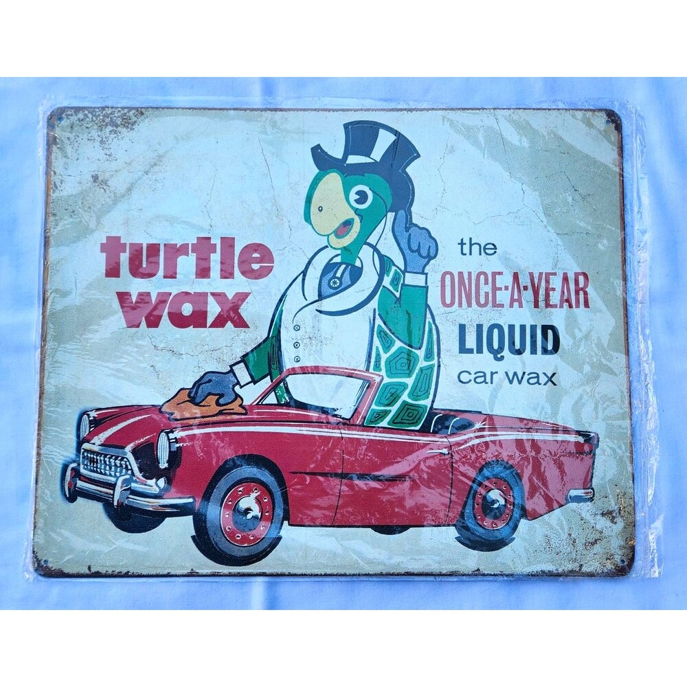 Turtle Wax Once A Year Liquid Car Wax Metal Sign Vintage Garage Decor New
